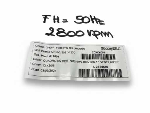 Gianneschi 70VC4007 Sistem de ventilație eficient 4KW 3PH Performanță