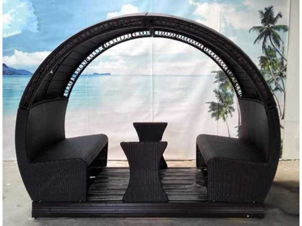 vonato - hangstoel - Swing sofa dubbel - 4 persoons - 120x300x200cm - Zwart