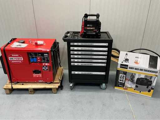Return items - generator - vacuum cleaner - tool trolley - starter booster