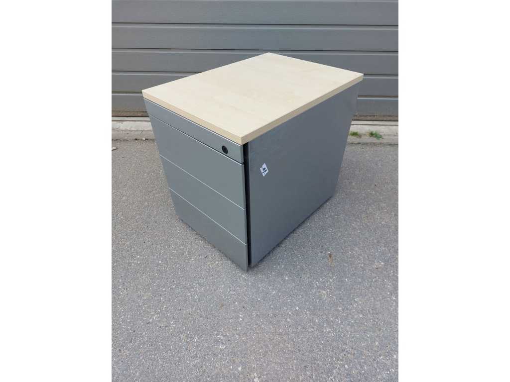 8 x drawer units metal dark grey, light oak top