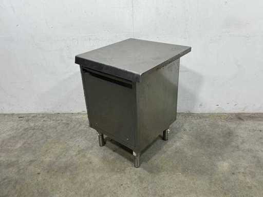 Masă de lucru din oțel inoxidabil cu coș de gunoi