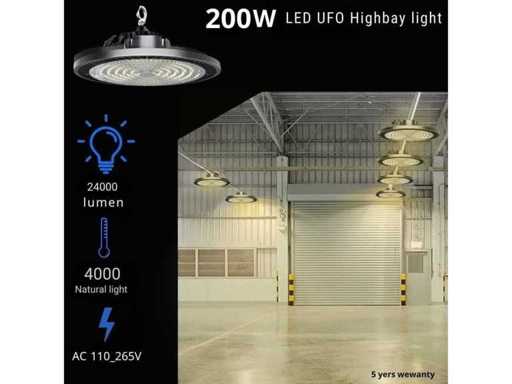 Highbay UFO 200W - PRO Design SMD - Dimmable - Neutral White 4000K x (4)