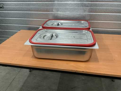 Contenants Saro 1/1 GN avec couvercles en silicone (2x)