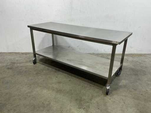 Mobile stainless steel work table
