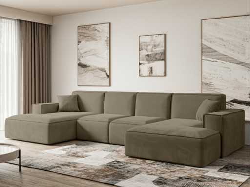 Canapé d'angle panoramique - velours marron