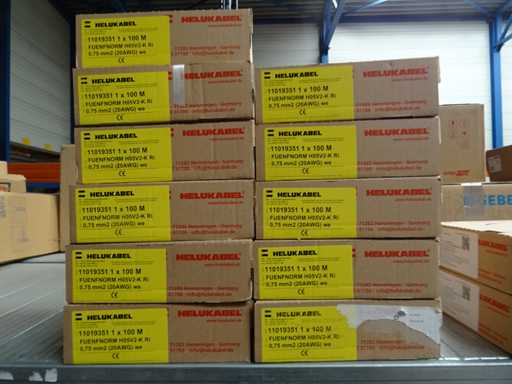 Helukabel - Fuenfnorm H05V2-K Ri 0,75mm² (20AWG) we - Installationskabel 100 m (11x)