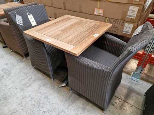 Gardini - Table de jardin en teck Volvic 70x80cm avec base en anthracite Alu