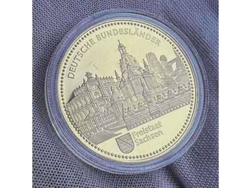 Vergoldete Sammler-Medaille „Deutsche Bundesländer – Freistaat Sachsen“ in Kapsel
