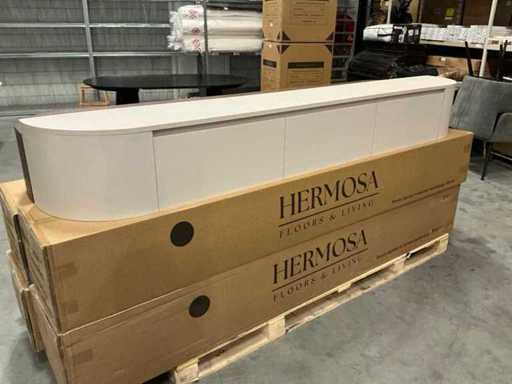 Hermosa Round Japandi TV-Möbel matte beige 240cm H31cm