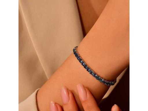 Bracelet de tennis de luxe en naturel Santa Maria Blue Aquamarine AAAA 10,90 carats en or blanc 18 carats
