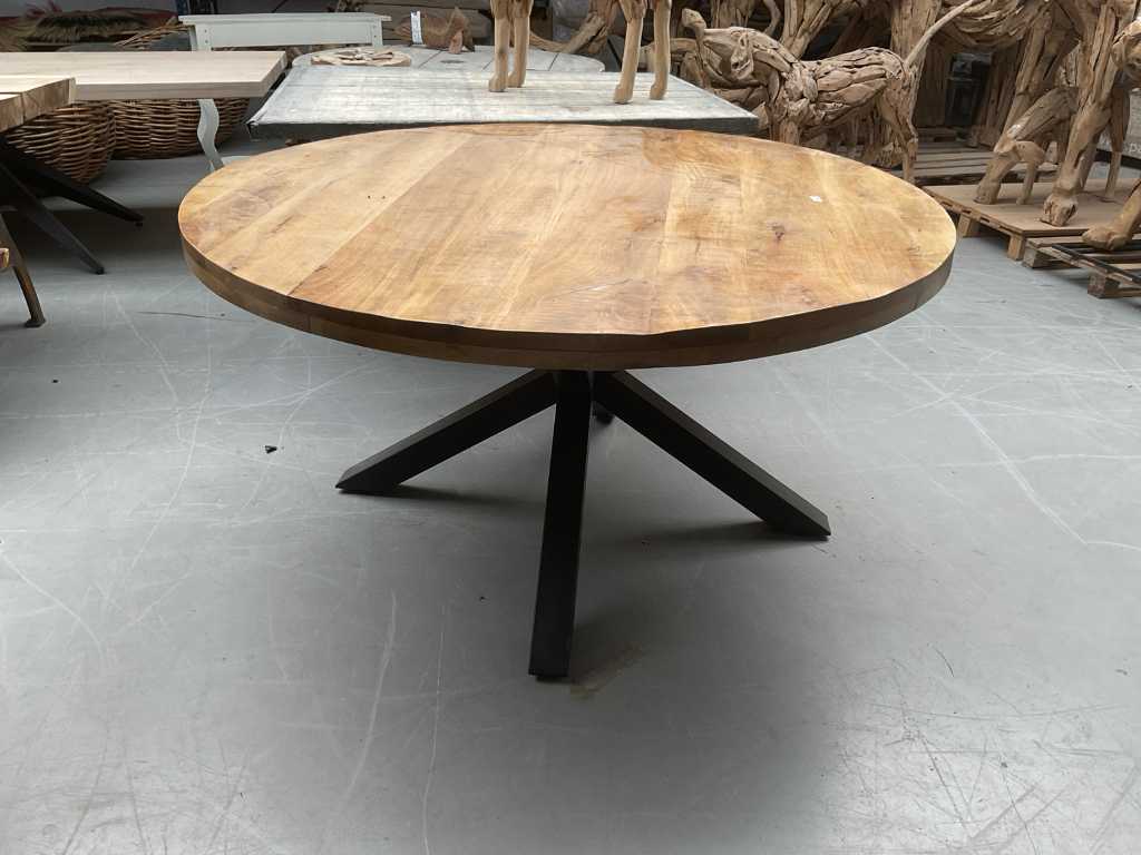 Table de salle à manger ronde en bois de manguier