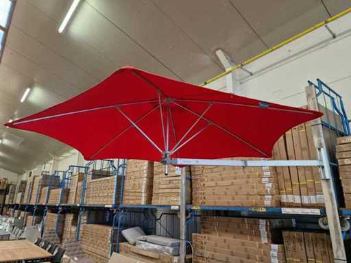 Umbrosa Paraflex Wall Parasol Classic avec bras Alu 185cm + Parasol Red