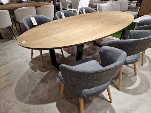 Table intérieure en chêne Castle-Line 240 x 100 cm ovale gris lavé