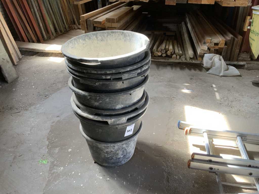 Plastic mortar tubs (9x)