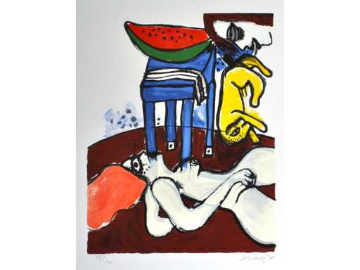 Guillaume Corneille - La pastèque - Kleurenlithografie