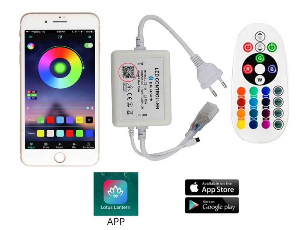 5 x 24-key RGB Bluetooth remote control