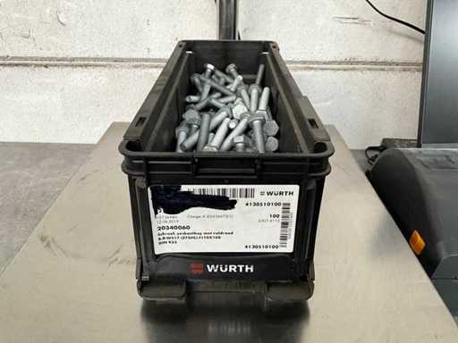 Würth 8.89 kg Schroef zeskantkop met voldraad M10x100 in stapelbare bak