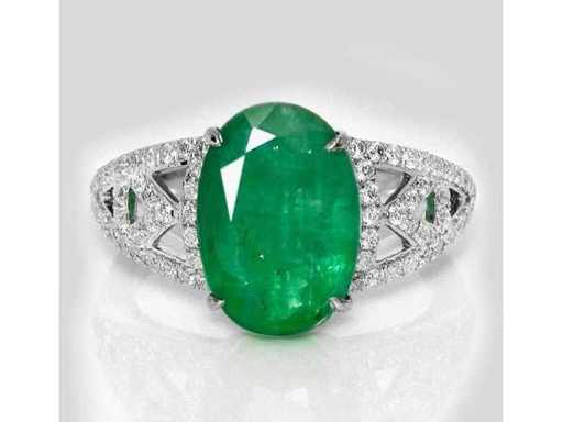 Bague de luxe en émeraude naturelle Zambia Green Emerald 4,60 carats