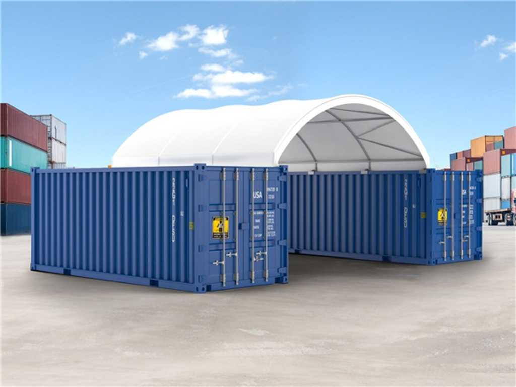 2024 Stahlworks 20ft 6x10x3.6 mètres Auvent d’abri / tente entre 2 conteneurs
