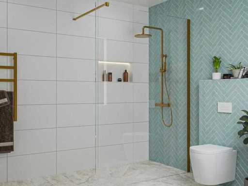 Begehbare Dusche 140x200 cm, gebürstete Kupfer-PVD