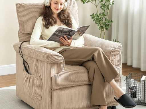 Massagestoel met vibratiemodi, warmtefunctie, stoffen bekleding, bruin