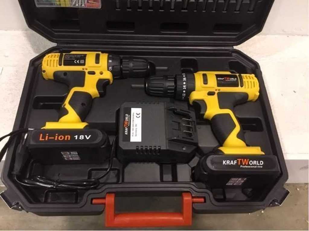 Cordless impact drill and screwdriver set