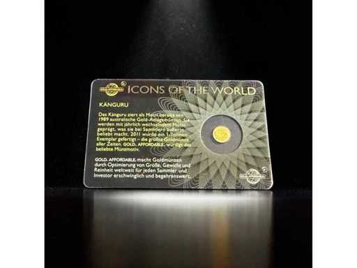 1/200 ounce Kangoeroe 2016 Rwanda 10 FRW .9999 Fijn Gouden Munt in blisterkaart | GRATIS VERZENDING DOOR DE HELE EU