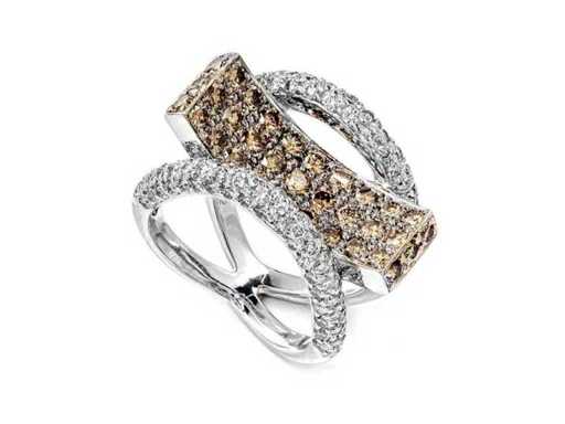 Inel de lux cu design unic, diamant natural gălbui maroniu de 2,74 carate
