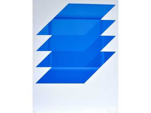 Willy Plompen - Geometrische compositie - Kleurenzeefdruk - 1972
