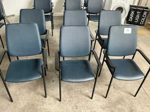 Chaises de réunion en cuir synthétique bleu (6x)