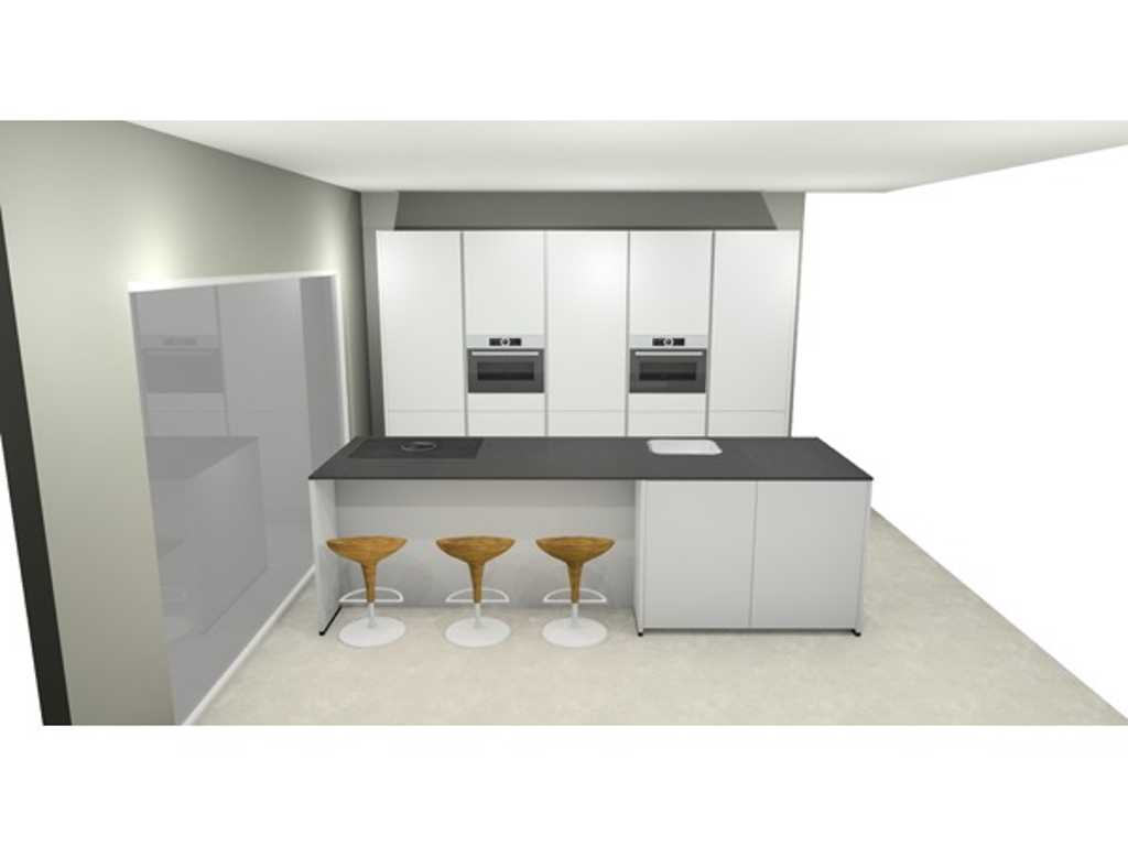 Nobilia Island kitchen with cabinets wall