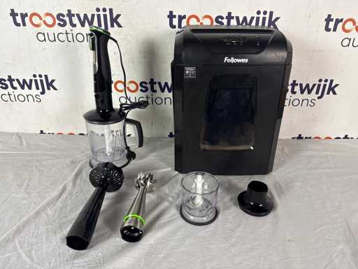 Fellowes Powershred 12C Papiervernietiger Snippers - Zwart |Braun MultiQuick 9 MQ9147X – Staafmixer