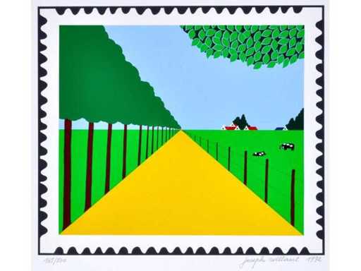 Joseph Willaert - postzegel met landschap - kleurenzeefdruk