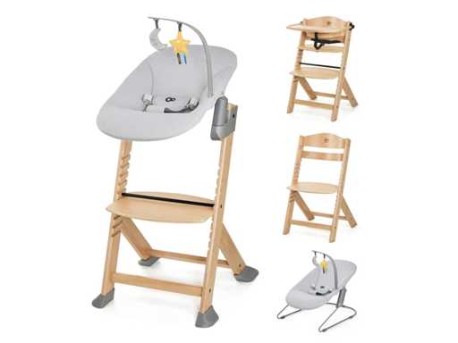 Chaise 3 en 1 KINDERKRAFT Enock + Calmee (Naturel/Gris)