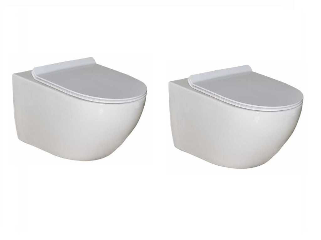 Built-in wall-hung toilets with toilet seats gloss white