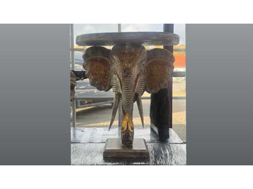  Bijzettafel hout olifantenkop H60cm