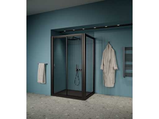 Gliss Design Cabina Doccia Doppio Scivolo Con Parete Nero 120(2x)
