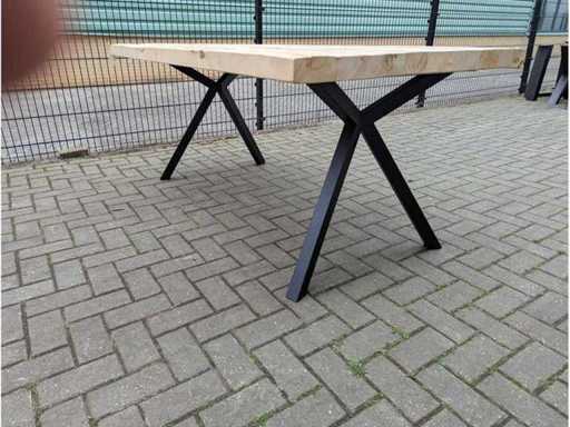 Garden table rustic acacia wood. 190 x 95 x 77cm. Metal Y base
