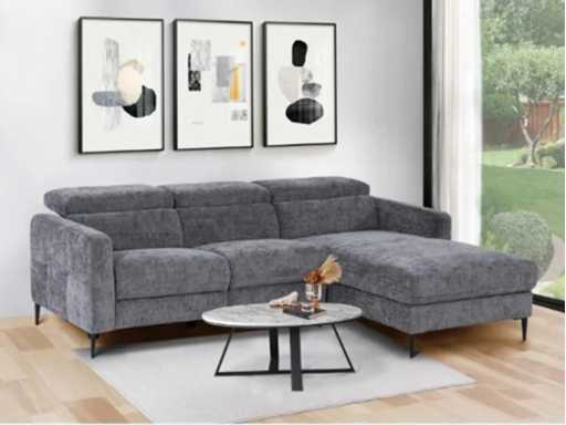 Canapé d'angle droit - Relax Électrique en tissu Gris Anthracite 