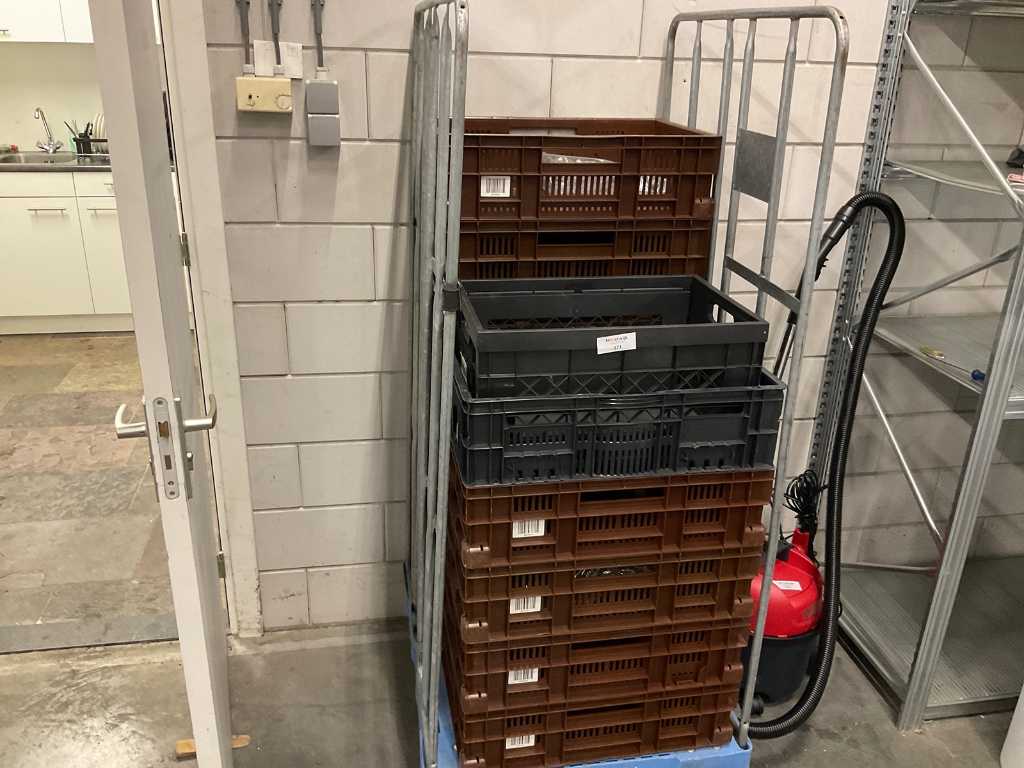 Trolley with 14 crates