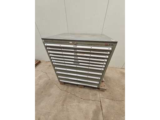   Tool cabinet with assorted milling cutters and tool holders