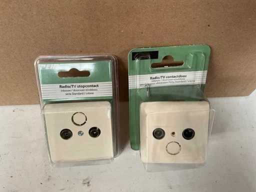 Peha Radio/TV contactdoos inbouw/doorvoer einddoos voor Afdekraam Standard crème (109x)