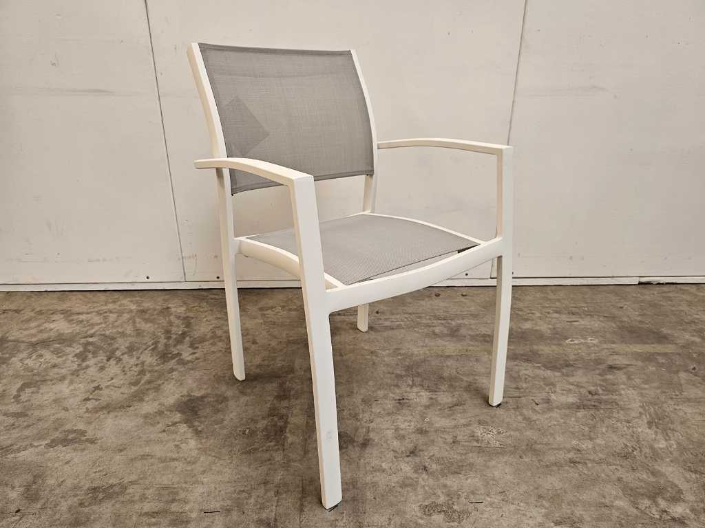 2 x Garden Prestige Alu Stacking Chair Namur White Matt - Grey