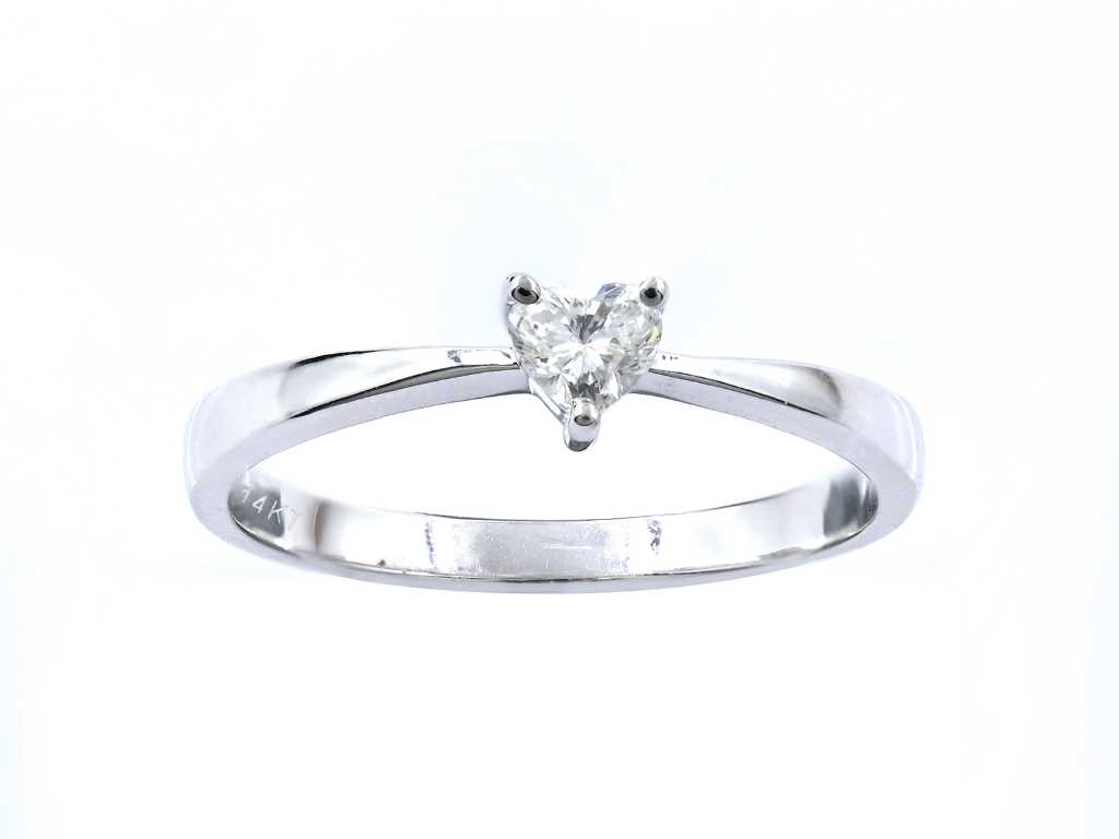 Bague en or blanc 14 carats avec diamant naturel