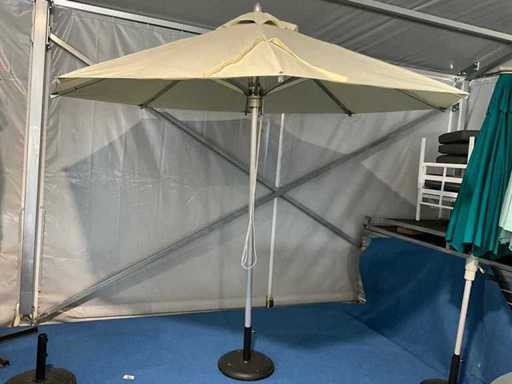 Stick parasol stainless steel beige 290cm incl concrete base