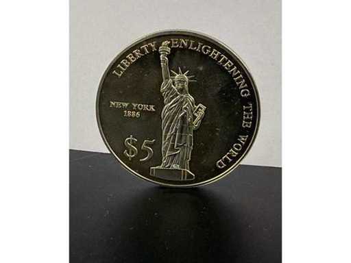 Seltene Liberia 5 Dollars Freiheitsstatue Sammlermünze