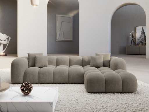 Right Corner Sofa - Dark Beige Velvet