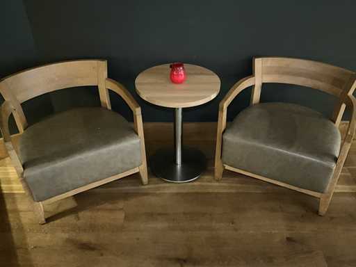 Hutten - Bistrotafel met 2 loungestoelen