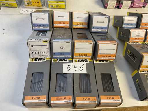 12 boxes of bolts, nuts and nails