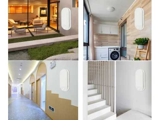 Ovaal LED Plafondlamp met Sensor – 15W – 6500K Koud wit – IP54 – Bewegingssensor – Waterdicht (x5)